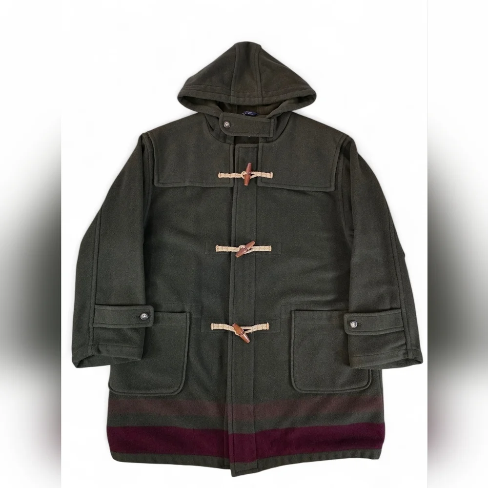 Vintage 90s Tommy Hilfiger Wool Duffle Coat Hooded Toggle Jacket XL